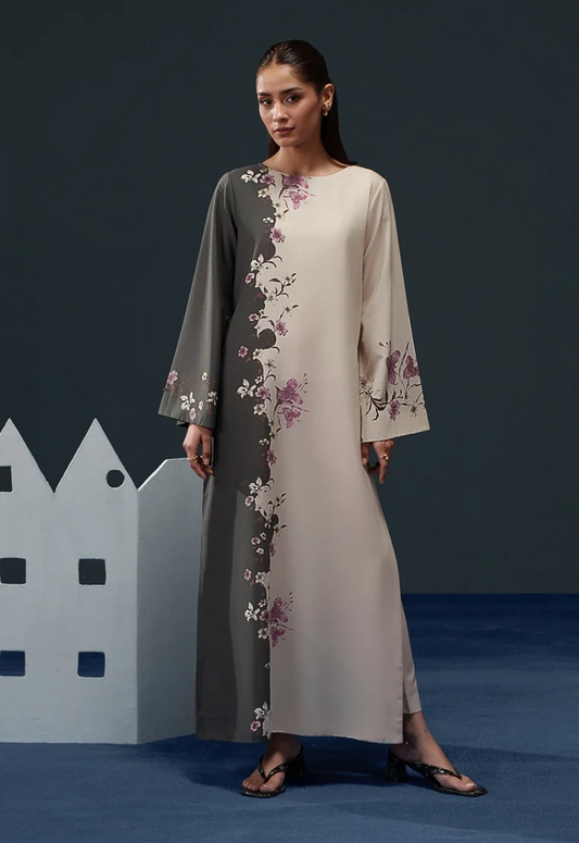 Embroidered Kaftaan Charmeuse Silk 2 Piece Unstitched Suit LK-Emour Long - Party Wear