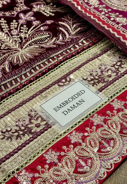 Embroidered Unstitched 3 Piece Velvet Suit ACV-VT-13 - Party Wear