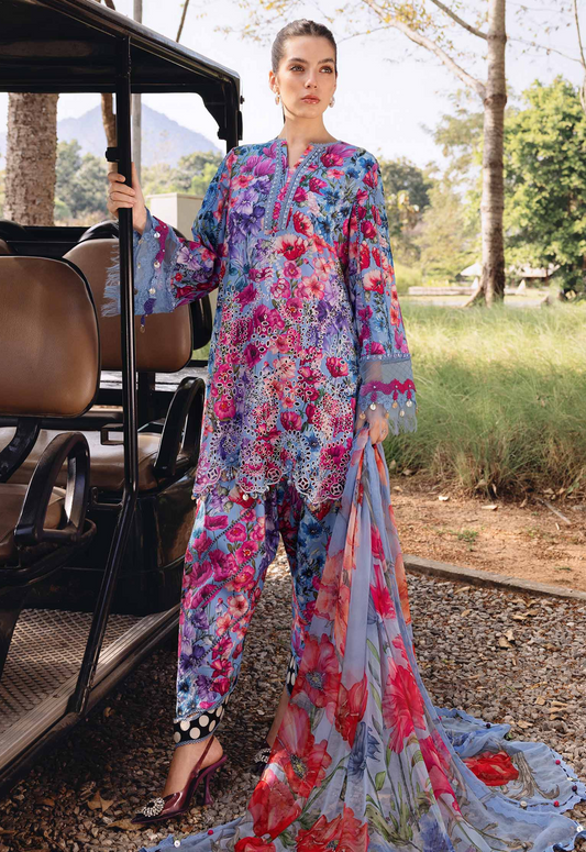 Embroidered Lawn 3 Piece Unstitched Suit MBL-MPT-2902-B-26 - Summer Collection