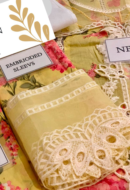 Embroidered Lawn 3 Piece Unstitched Suit CSSL-D03-A-25 - Summer Collection