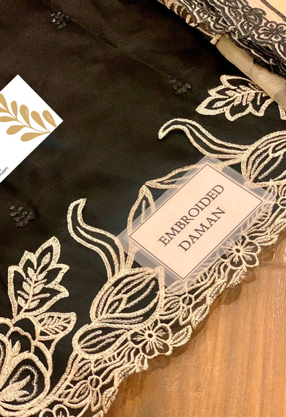 Embroidered Chiffon 3 Piece Unstitched Suit MBL-DW-EA25-67-BLACK - Party Wear