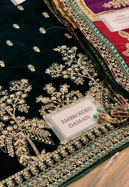 Embroidered Unstitched 3 Piece Velvet Suit JV-CVF-D01-25 - Party Wear