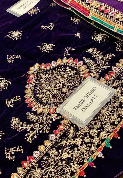 Embroidered Unstitched 3 Piece Velvet Suit JV-CVF-D08-25 - Party Wear