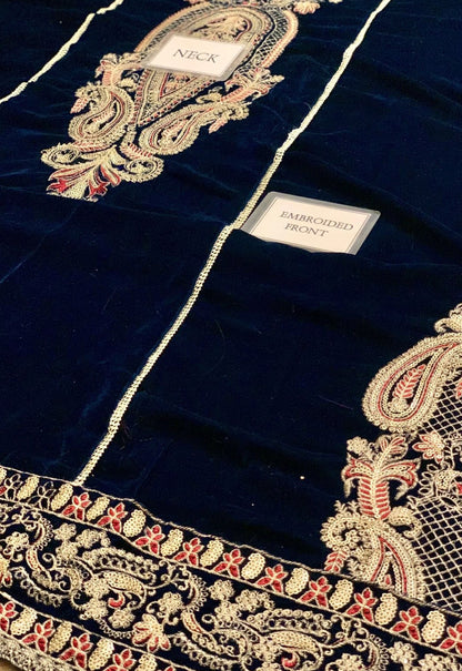 Embroidered Unstitched 3 Piece Velvet Suit ACV-VT-07-A-25 - Party Wear