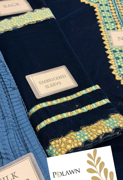 Embroidered Unstitched 3 Piece Velvet Suit IV-64-25 - Party Wear