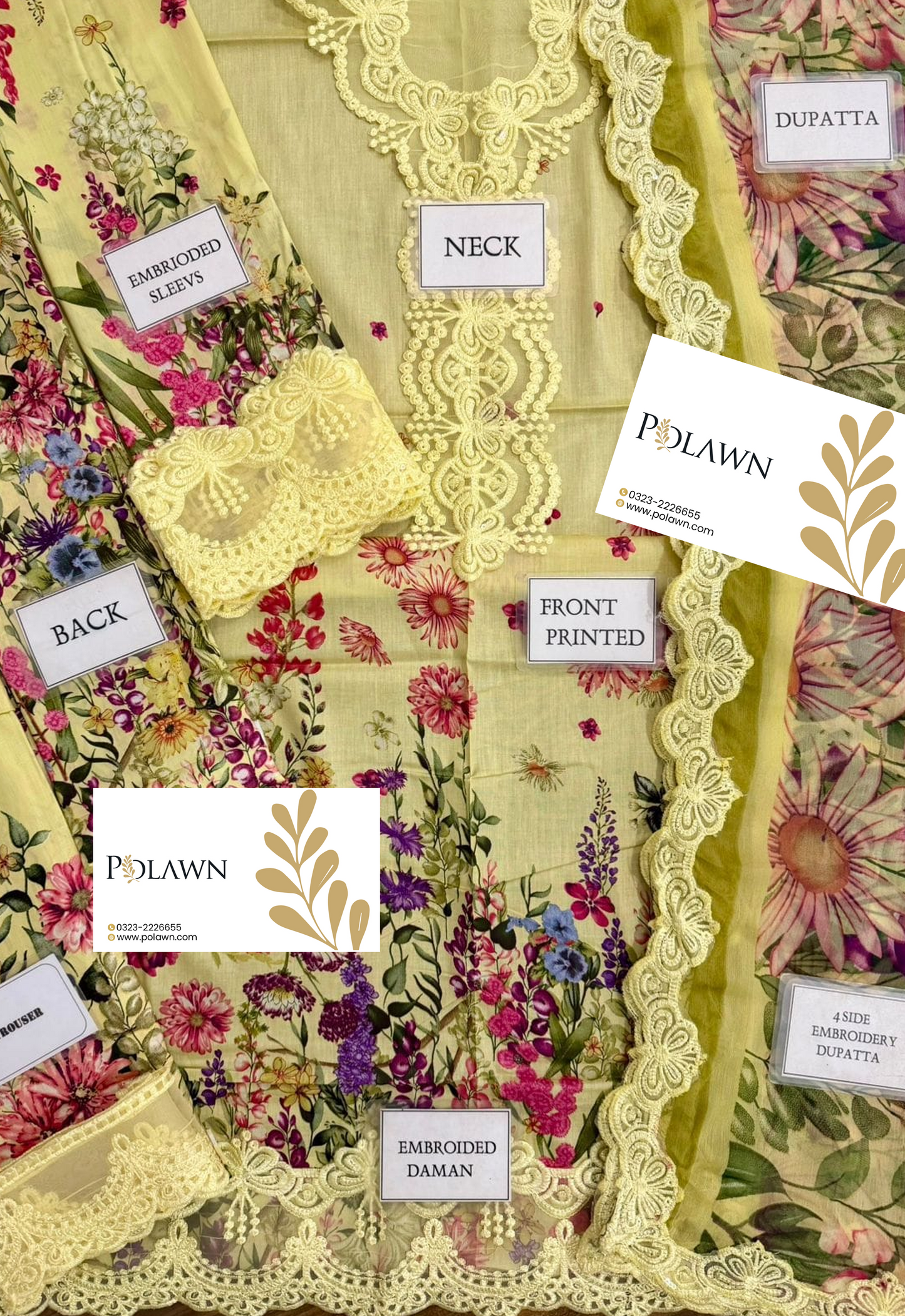 Embroidered Lawn 3 Piece Unstitched Suit MBL-MPT-2603-A-25 - Summer Collection