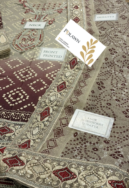 Embroidered Lawn 3 Piece Unstitched Suit NL-NP-698-B- Summer Collection