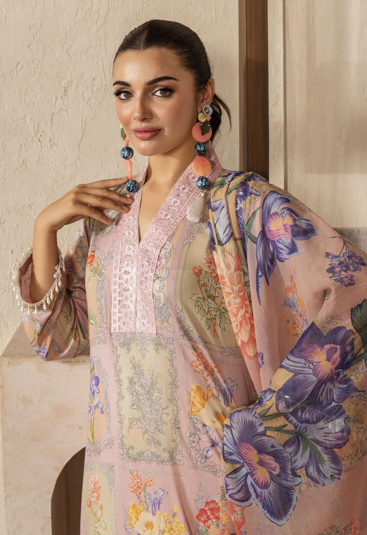 Husn By Polawn Embroidered Stitched 3 Piece Lawn Suit PD-25-403-A-Ready to Wear