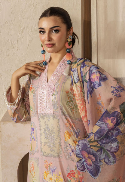 Husn By Polawn Embroidered Stitched 3 Piece Lawn Suit PD-25-403-A-Ready to Wear