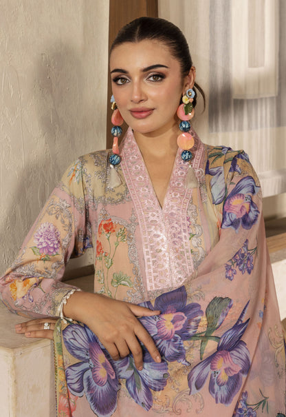 Husn By Polawn Embroidered Stitched 3 Piece Lawn Suit PD-25-403-A-Ready to Wear