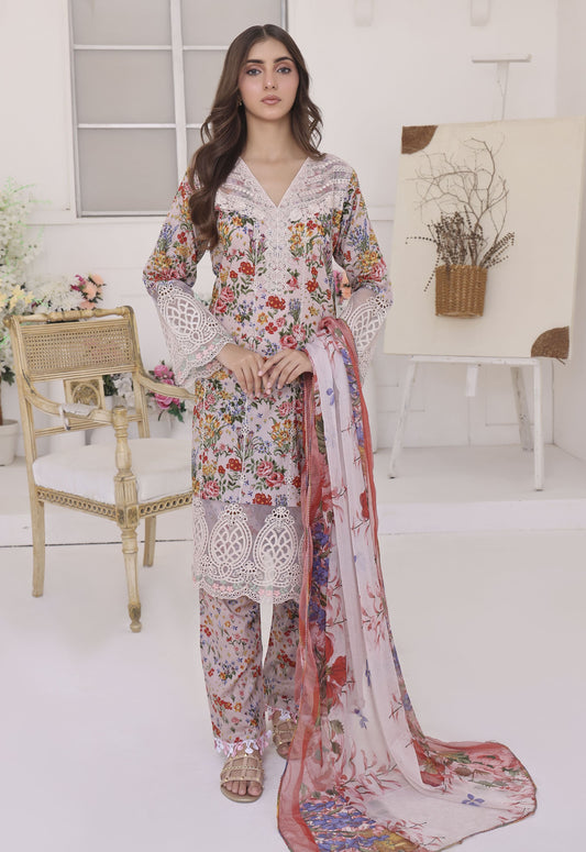 Nayab By Polawn Embroidered Stitched 3 Piece Lawn Suit PD-25-413-A-Ready to Wear