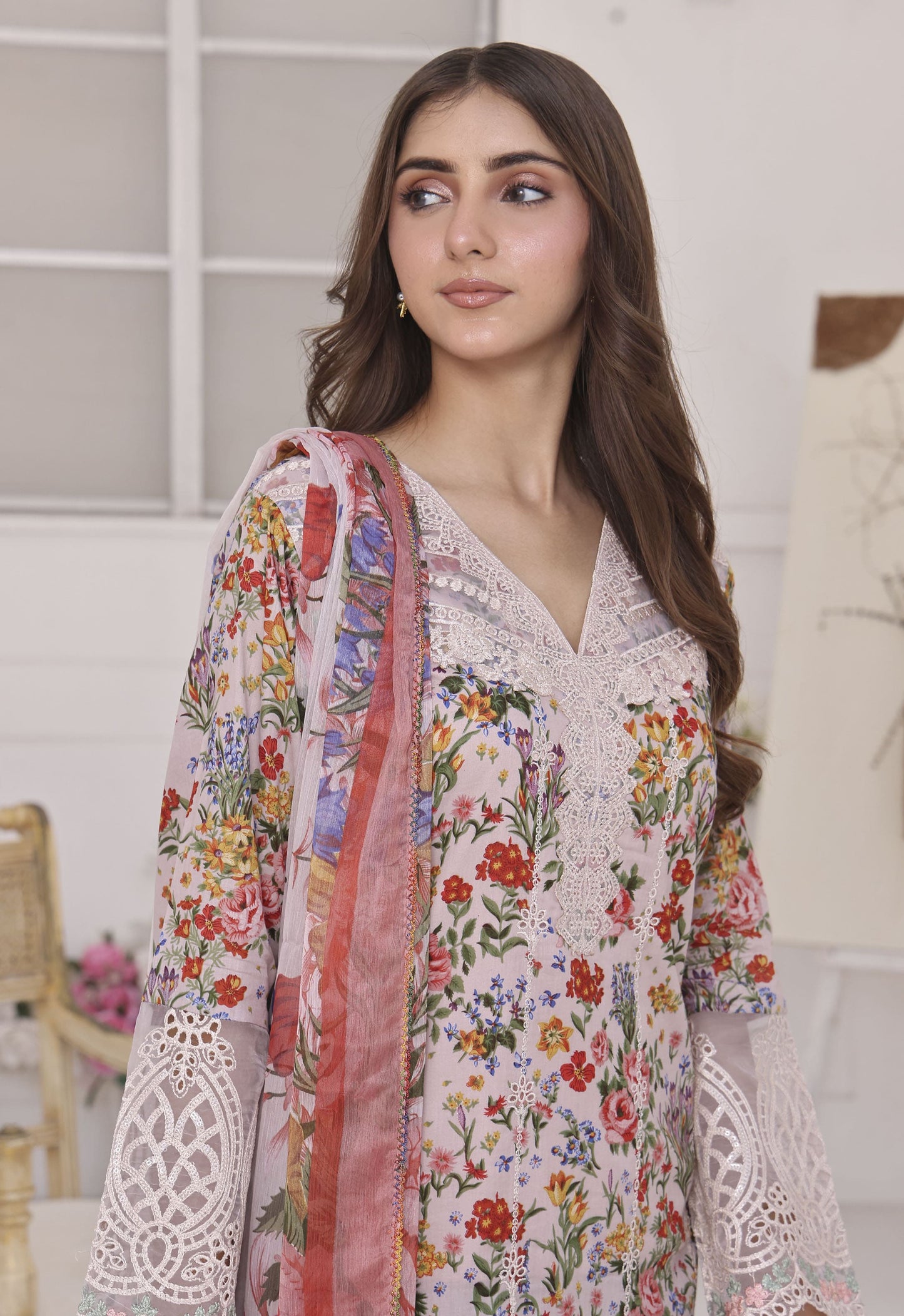Nayab By Polawn Embroidered Stitched 3 Piece Lawn Suit PD-25-413-A-Ready to Wear