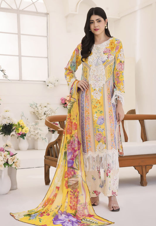Nayab By Polawn Embroidered Stitched 3 Piece Lawn Suit PD-25-414-A-Ready to Wear