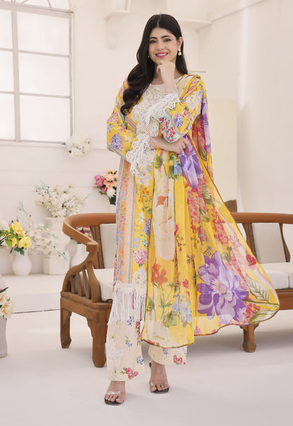 Nayab By Polawn Embroidered Stitched 3 Piece Lawn Suit PD-25-414-A-Ready to Wear