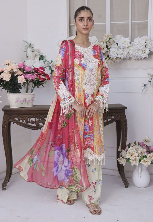 Nayab By Polawn Embroidered Stitched 3 Piece Lawn Suit PD-25-414-B-Ready to Wear