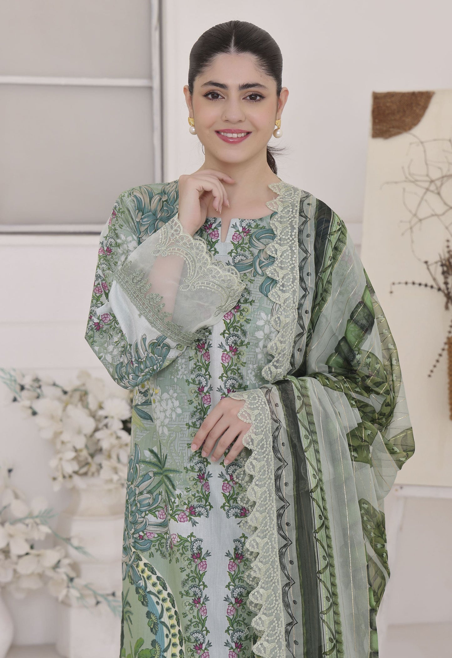 Nayab By Polawn Embroidered Stitched 3 Piece Lawn Suit PD-25-415-A-Ready to Wear