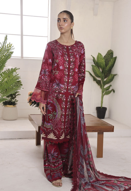 Nayab By Polawn Embroidered Stitched 3 Piece Lawn Suit PD-25-415-B-Ready to Wear
