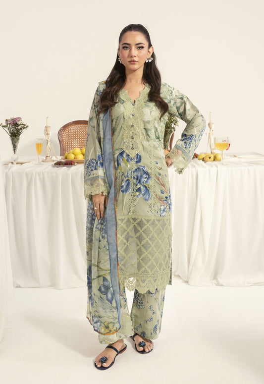 Nayab By Polawn Embroidered Stitched 3 Piece Lawn Suit PD-25-417-B-Ready to Wear