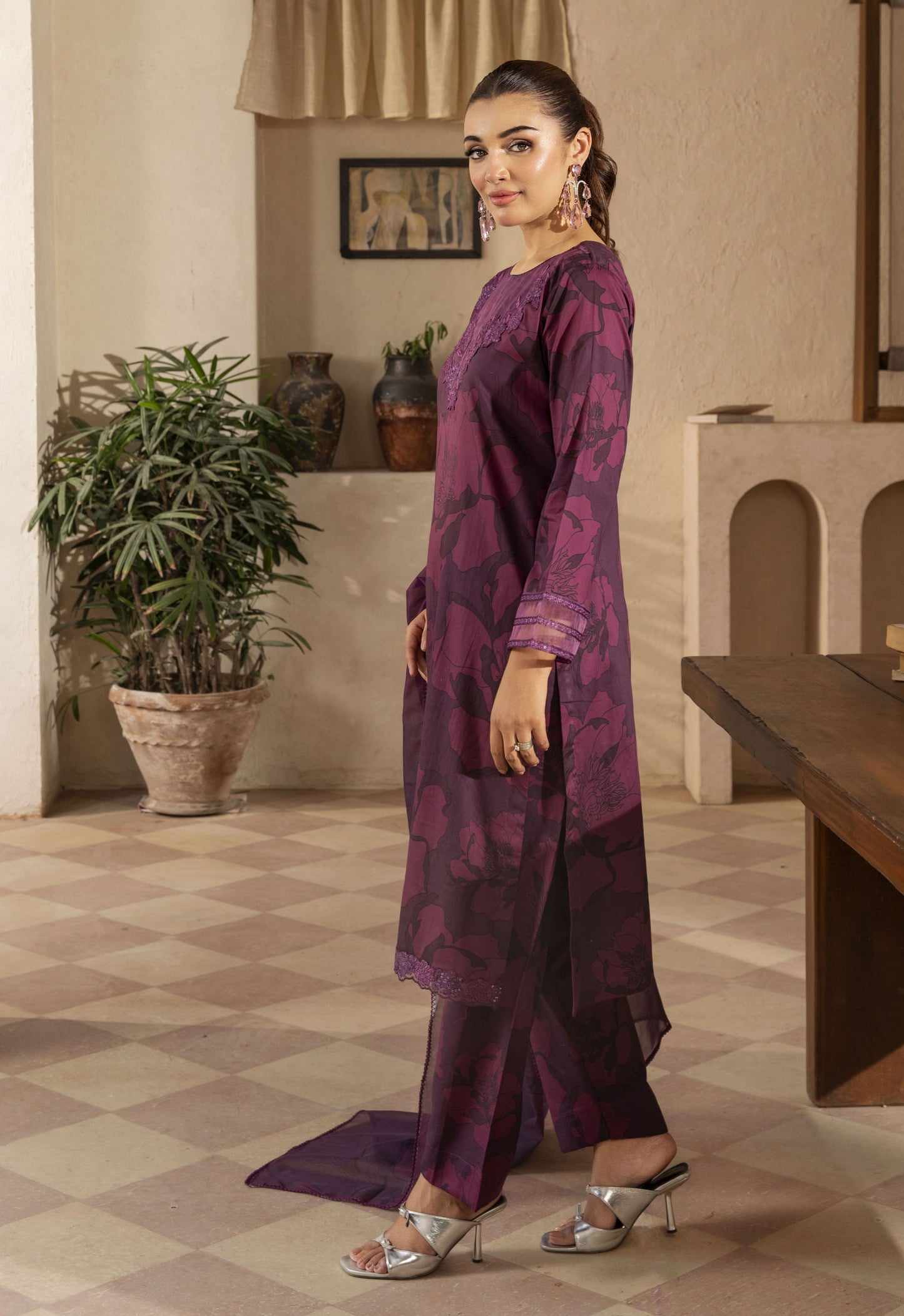 Husn By Polawn Embroidered Stitched 3 Piece Lawn Suit PD-25-422-A-Ready to Wear