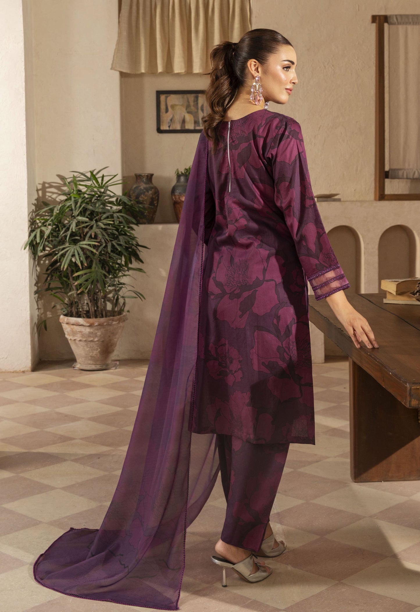 Husn By Polawn Embroidered Stitched 3 Piece Lawn Suit PD-25-422-A-Ready to Wear
