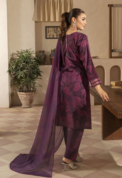 Husn By Polawn Embroidered Stitched 3 Piece Lawn Suit PD-25-422-A-Ready to Wear