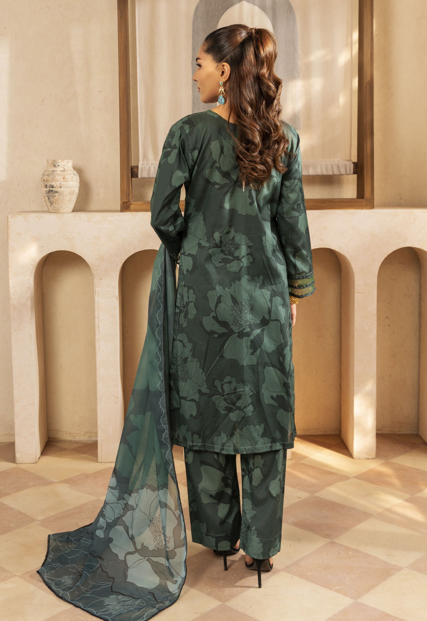 Husn By Polawn Embroidered Stitched 3 Piece Lawn Suit PD-25-422-B-Ready to Wear