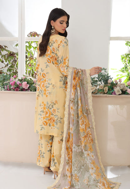 Husn By Polawn Embroidered Stitched 3 Piece Lawn Suit PD-25-431-A-Ready to Wear