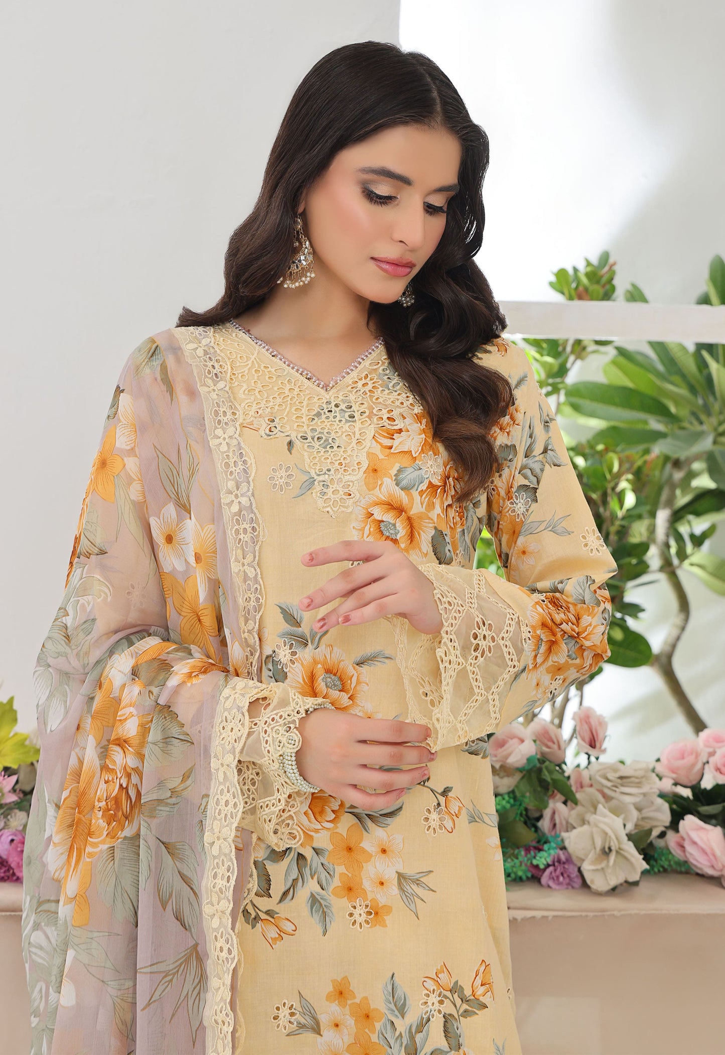 Husn By Polawn Embroidered Stitched 3 Piece Lawn Suit PD-25-431-A-Ready to Wear