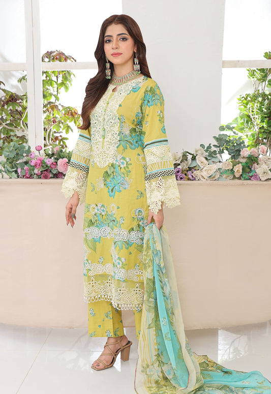 Husn By Polawn Embroidered Stitched 3 Piece Lawn Suit PD-25-432-A-Ready to Wear
