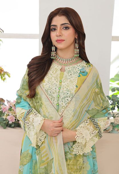 Husn By Polawn Embroidered Stitched 3 Piece Lawn Suit PD-25-432-A-Ready to Wear