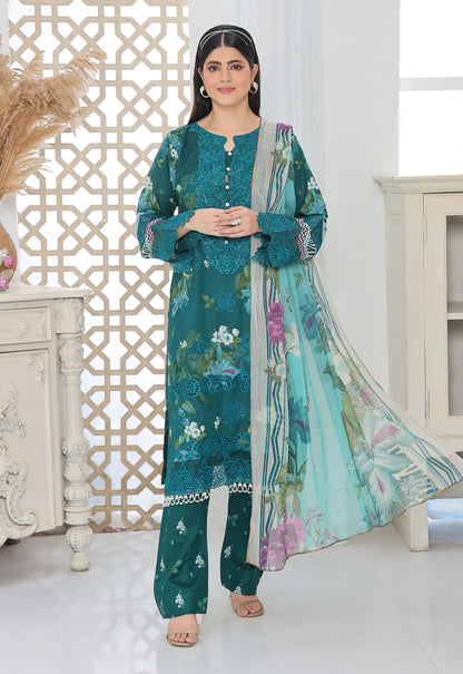 Husn By Polawn Embroidered Stitched 3 Piece Lawn Suit PD-25-432-B-Ready to Wear