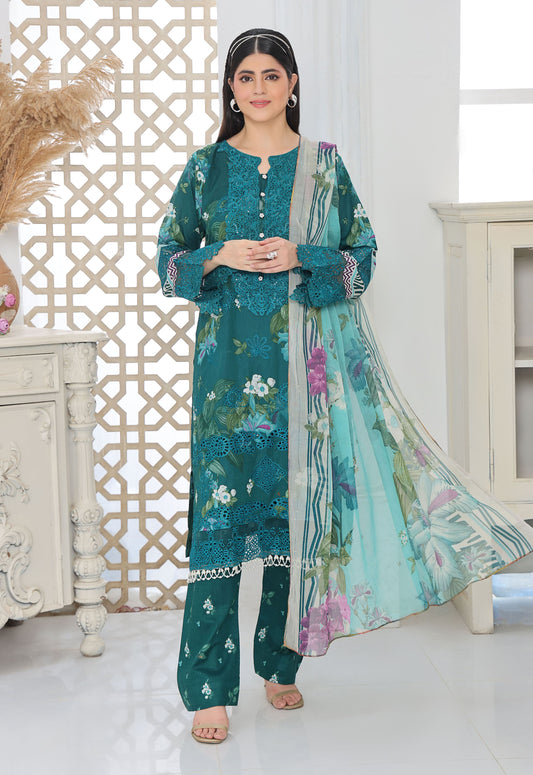Husn By Polawn Embroidered Stitched 3 Piece Lawn Suit PD-25-432-B-Ready to Wear