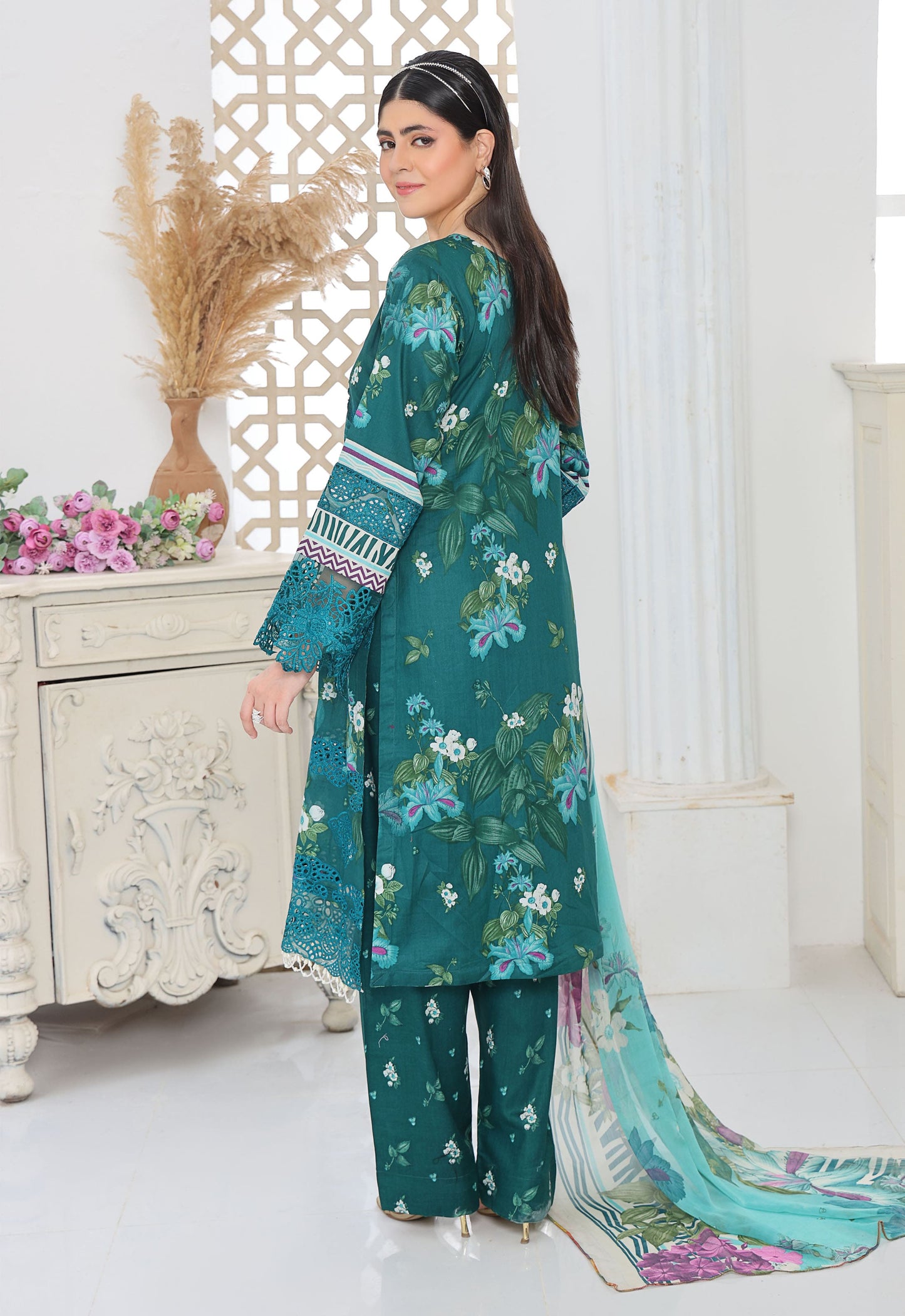 Husn By Polawn Embroidered Stitched 3 Piece Lawn Suit PD-25-432-B-Ready to Wear