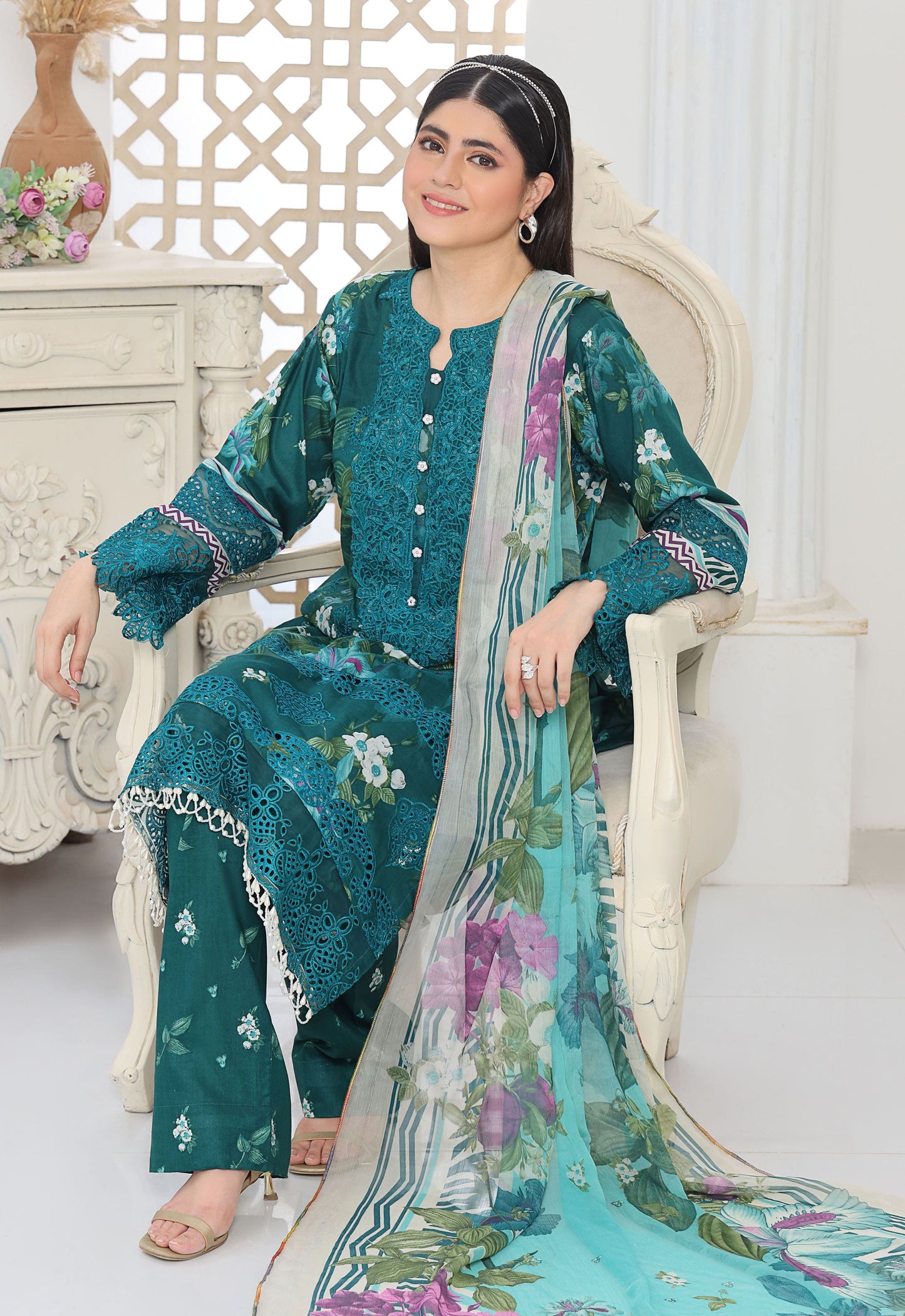 Husn By Polawn Embroidered Stitched 3 Piece Lawn Suit PD-25-432-B-Ready to Wear