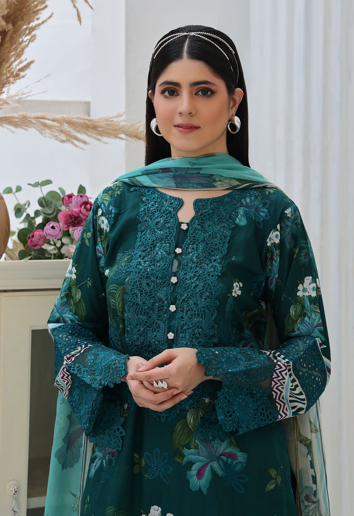 Husn By Polawn Embroidered Stitched 3 Piece Lawn Suit PD-25-432-B-Ready to Wear