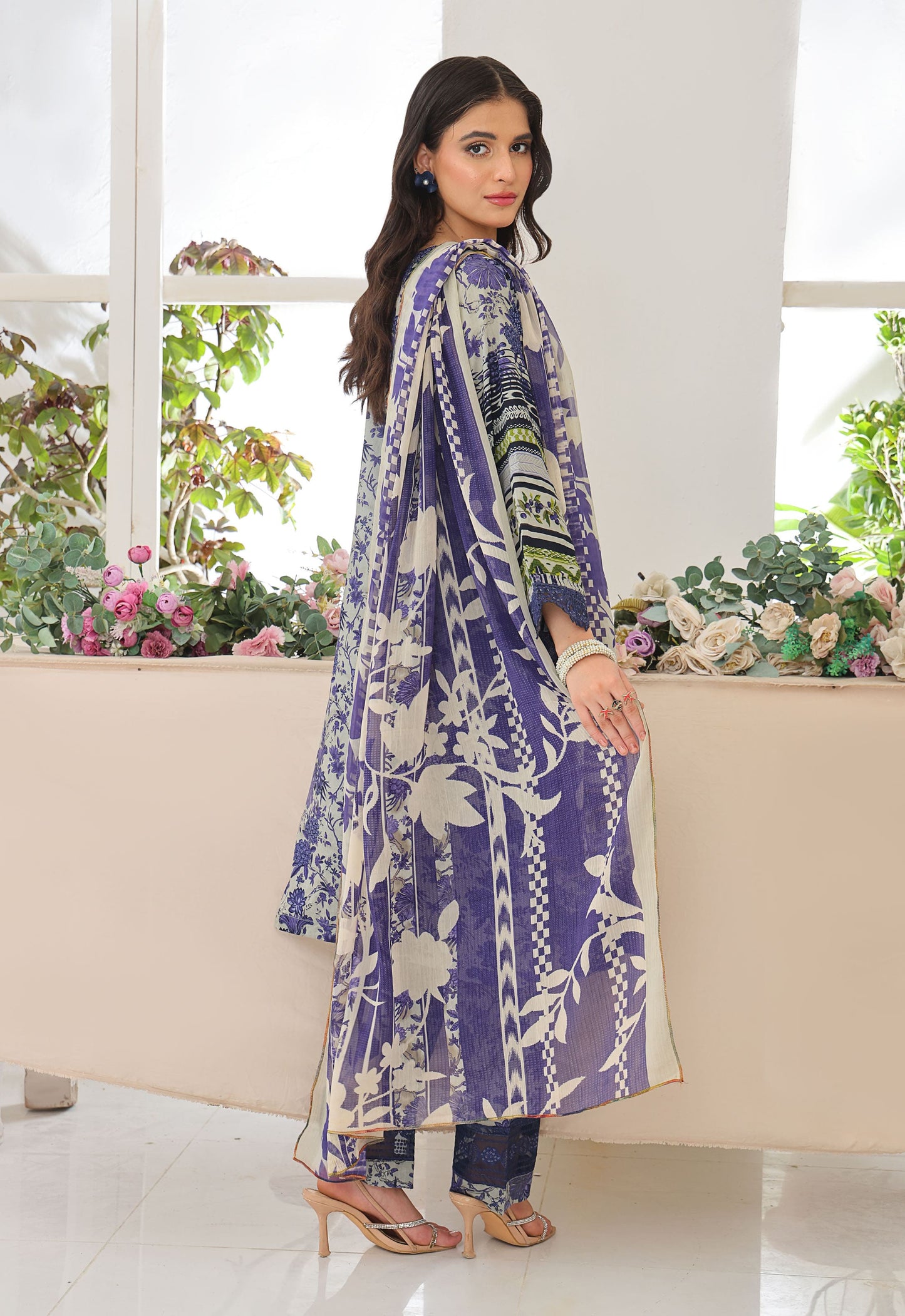 Husn By Polawn Embroidered Stitched 3 Piece Lawn Suit PD-25-433-A-Ready to Wear