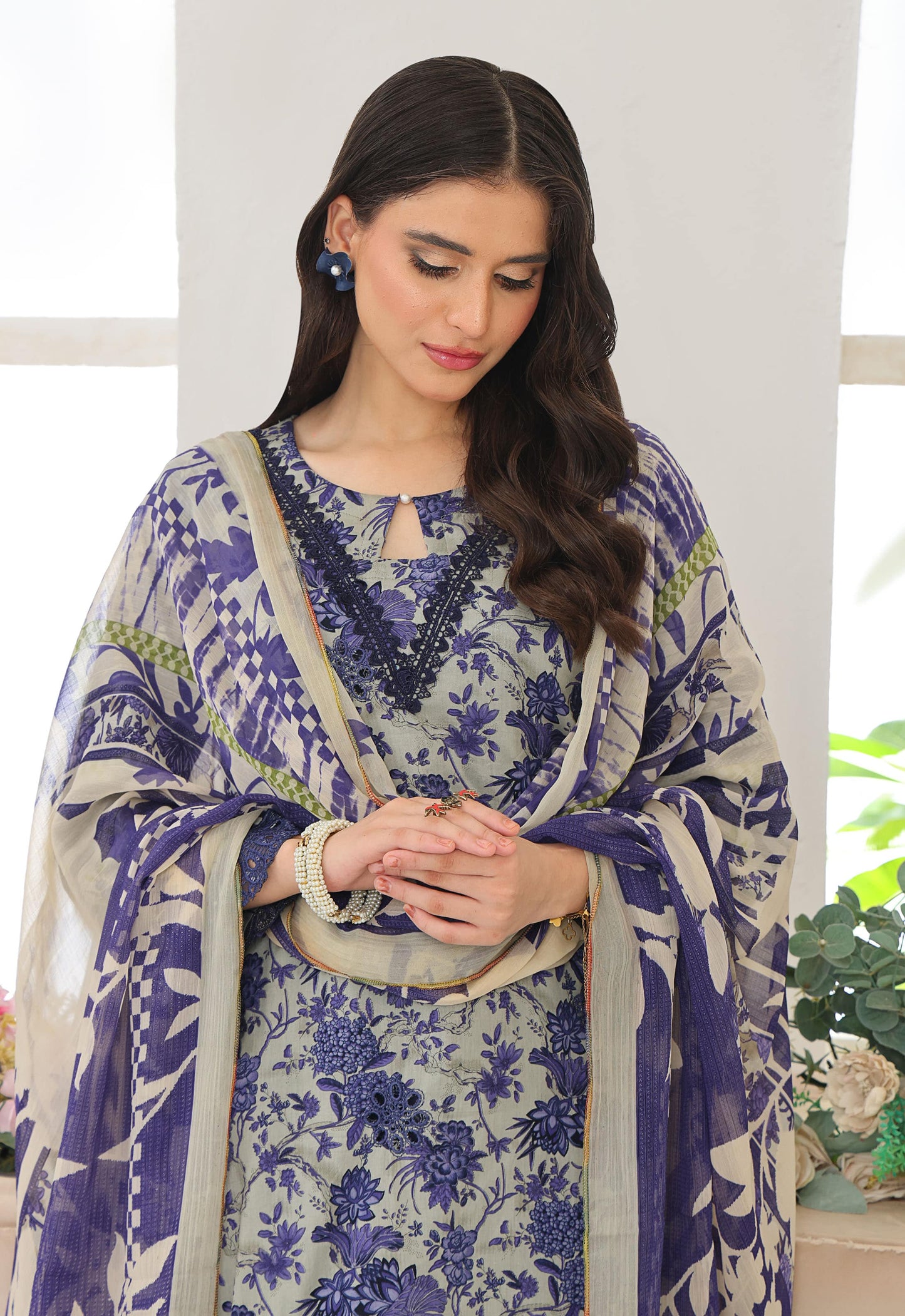 Husn By Polawn Embroidered Stitched 3 Piece Lawn Suit PD-25-433-A-Ready to Wear