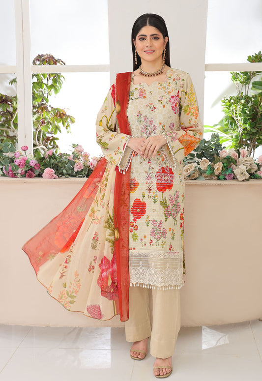 Naina By Polawn Embroidered Stitched 3 Piece Lawn Suit PD-25-435-A-Ready to Wear