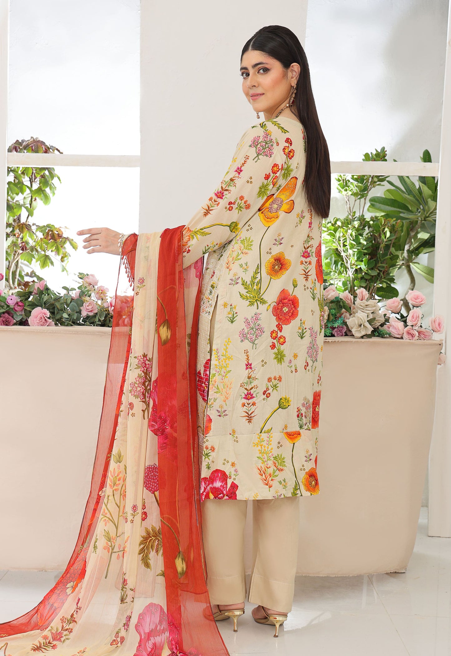 Naina By Polawn Embroidered Stitched 3 Piece Lawn Suit PD-25-435-A-Ready to Wear