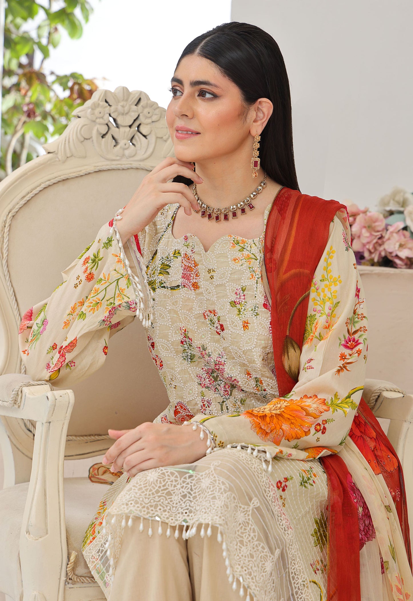 Naina By Polawn Embroidered Stitched 3 Piece Lawn Suit PD-25-435-A-Ready to Wear