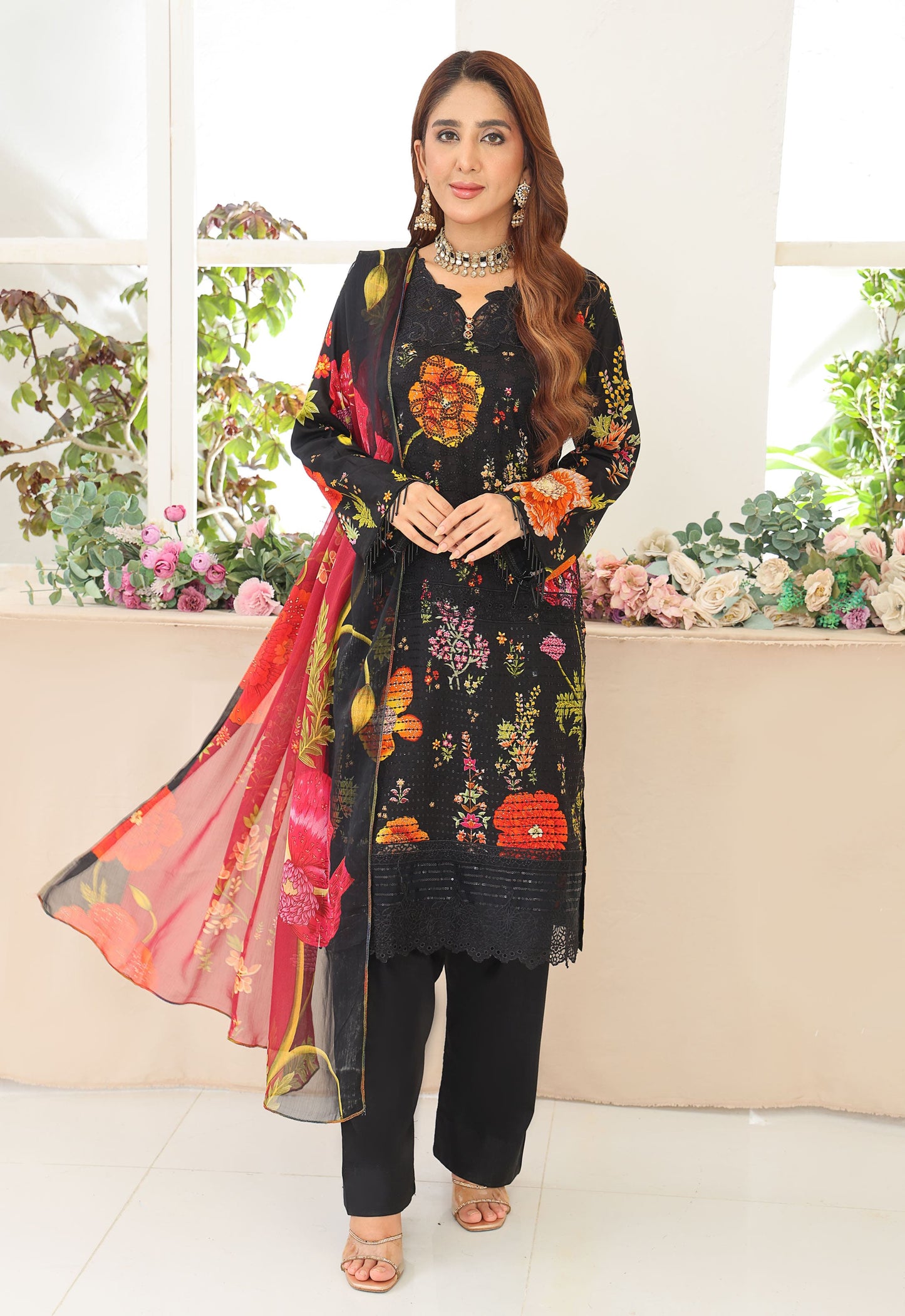 Naina By Polawn Embroidered Stitched 3 Piece Lawn Suit PD-25-435-B-Ready to Wear
