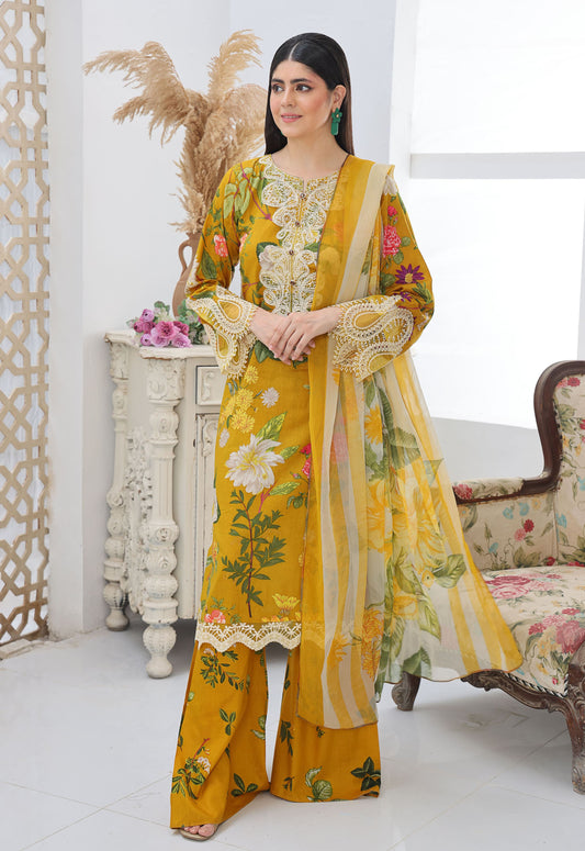 Naina By Polawn Embroidered Stitched 3 Piece Lawn Suit PD-25-436-B-Ready to Wear