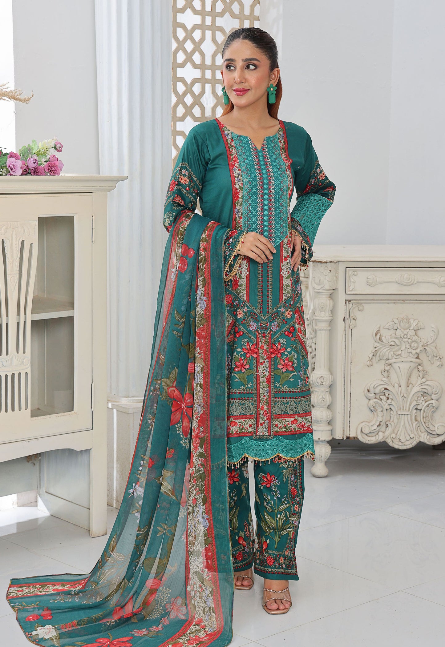 Naina By Polawn Embroidered Stitched 3 Piece Lawn Suit PD-25-437-A-Ready to Wear