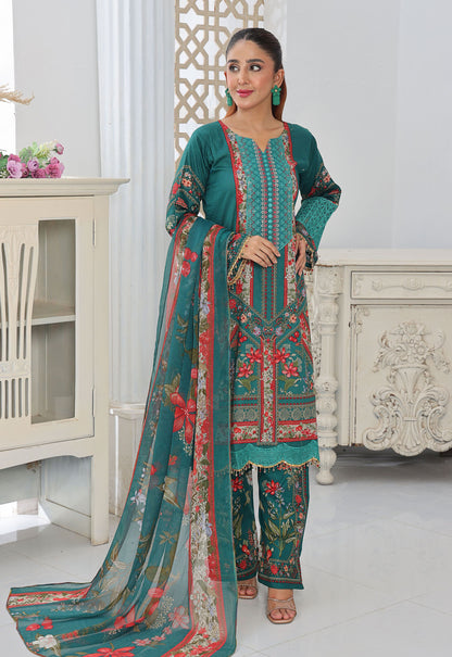 Naina By Polawn Embroidered Stitched 3 Piece Lawn Suit PD-25-437-A-Ready to Wear
