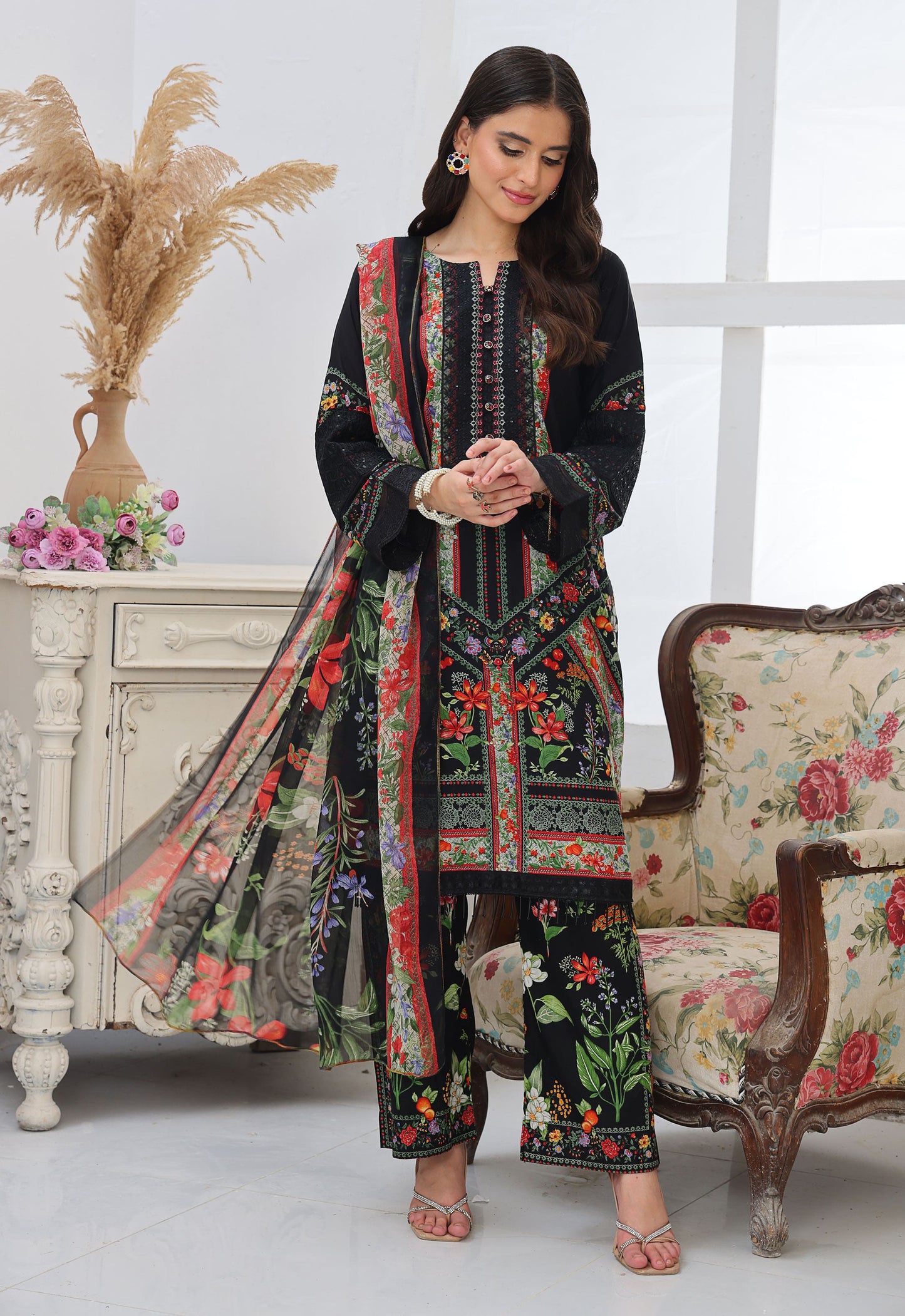 Naina By Polawn Embroidered Stitched 3 Piece Lawn Suit PD-25-437-B-Ready to Wear