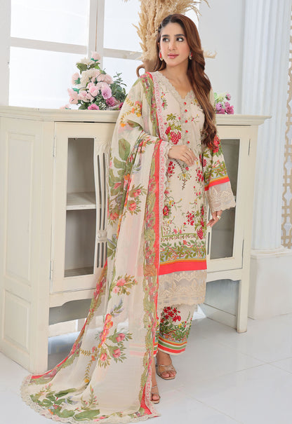 Naina By Polawn Embroidered Stitched 3 Piece Lawn Suit PD-25-438-A-Ready to Wear