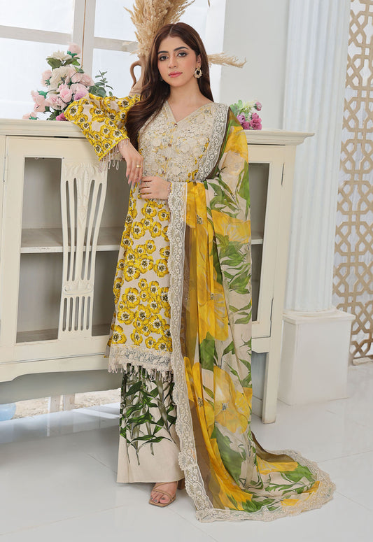 Naina By Polawn Embroidered Stitched 3 Piece Lawn Suit PD-25-439-A-Ready to Wear
