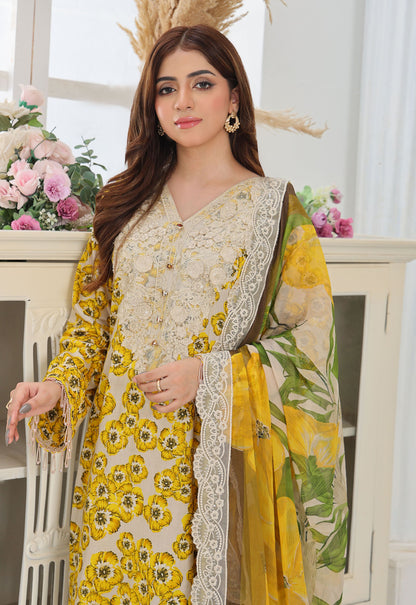 Naina By Polawn Embroidered Stitched 3 Piece Lawn Suit PD-25-439-A-Ready to Wear