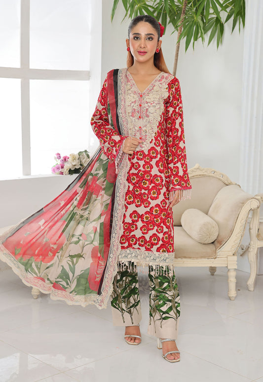 Naina By Polawn Embroidered Stitched 3 Piece Lawn Suit PD-25-439-B-Ready to Wear