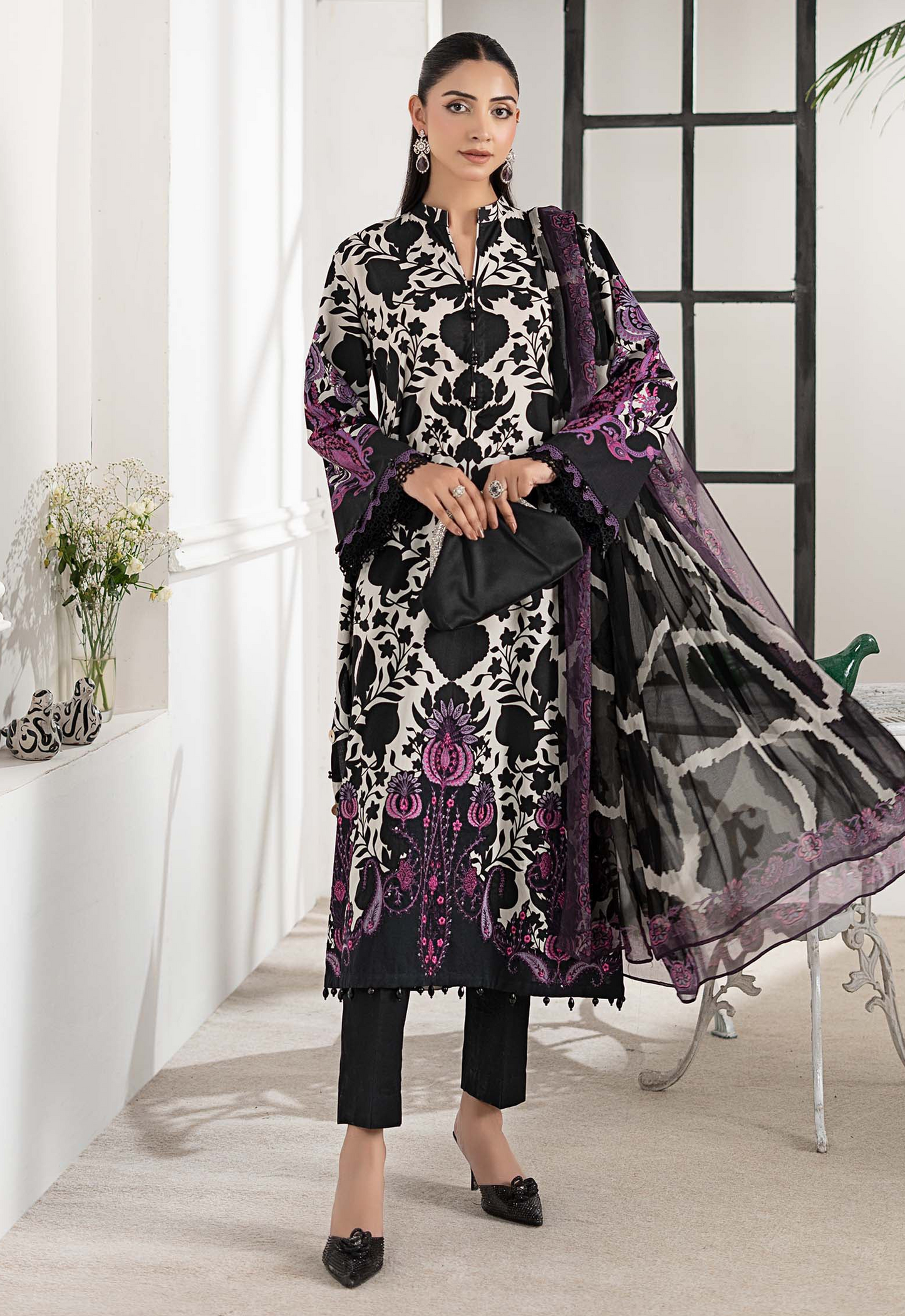 Embroidered Lawn 3 Piece Unstitched Suit MBL-MPT-2704-B-25 - Summer Collection